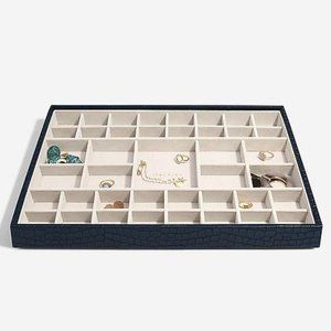 STACKERS NAVY VEGAN CROCODILE SUPERSIZE 41 SECTION MODULAR JEWELRY BOX